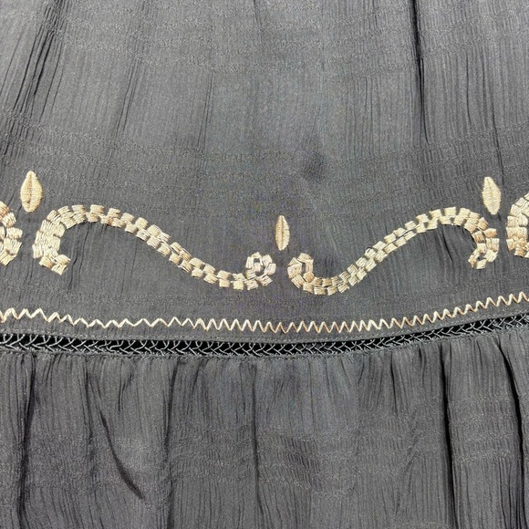 Ann Taylor LOFT Skirt Womens 6 Midi Tiered Flowy BOHO Zip Up Embroidered Office - Picture 4 of 7